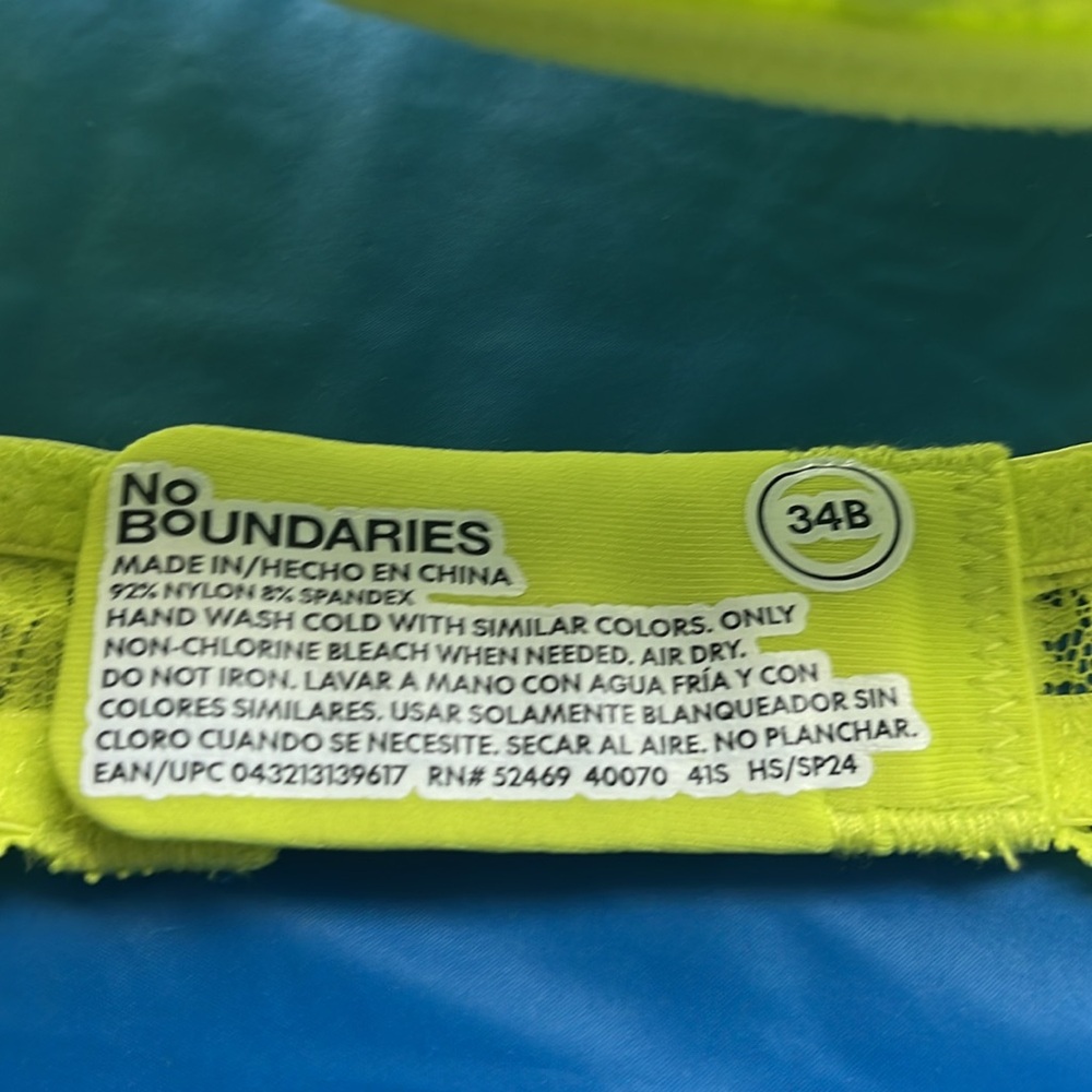 NWT 34B bright yellow wired bra light pad 1399 - Picture 6 of 6